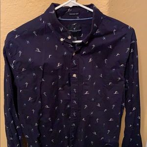 American Eagle ski print long sleeve button up